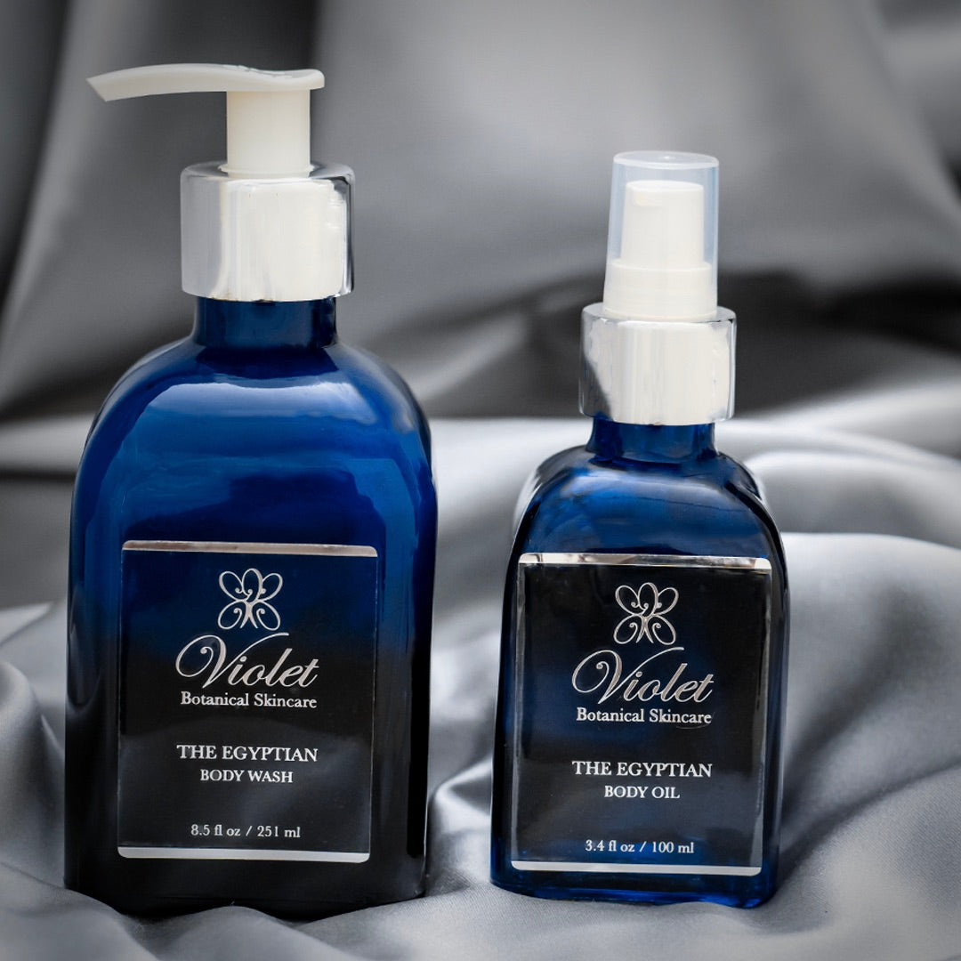 The Egyptian Shower Duo — Body Wash + Body Oil - Violet Botanical Skincare®