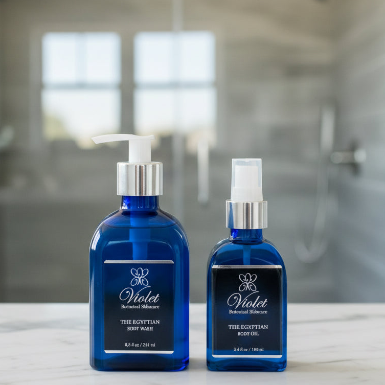 The Egyptian Shower Duo — Body Wash + Body Oil - Violet Botanical Skincare®