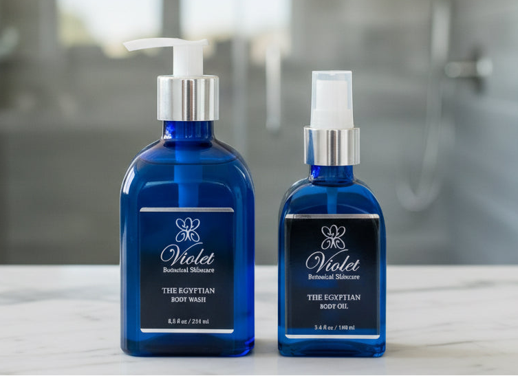The Egyptian Shower Duo — Body Wash + Body Oil - Violet Botanical Skincare®
